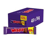 Cadbury Wispa Chocolate Bars 36gm x 48 | Creamy Milk Chocolate Delights | Iconic Taste | Aerated Milk Chocolate | Fresh and Delightful | Shareable Size