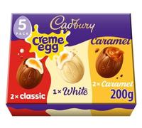 Cadburys Creme Egg Selection Gift Pack 5x40g, 1 White Chocolate, 2 Caramel & 2 Classic, Easter Egg Hunt