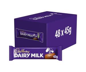 Cadbury's Dairy Milk Chocolate Standard Bars 45g Full Box of 48