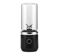 CADCAR Black Portable Mini Blender and Juicer with 380 ml Glass Jar, Stainless Steel Blending Blades, and Electric USB Rechargeable Base, Personal Fruit Smoothie and Shake Maker