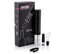 CADCAR Electric Wine Bottle Opener Gift Set with Aerator Pourer, Foil Cutter, and Reusable Stopper, Automatic Corkscrew Puller, Automatic and Cordless, Battery Powered Extractor