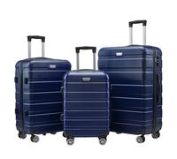 cadciehe 3 Pcs ABS Hardside Luggage Set Spinner Wheel Suitcase TSA Lock, 20/24/28 Inch Luggage Suitcase Dark Blue