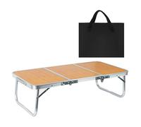 cadciehe Outdoor Folding Camping Table, Aluminum Frame with Bamboo Top, Adjustable Height, Portable Picnic and BBQ Table, Collapsible Design for Hiking and Outdoor Dining Wooden Color