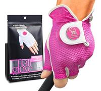 Caddy Classic Ladies Golf Glove | Half Finger Mesh Design for High Breathability | Premium Leather Construction for Comfortable Fit | Includes Stylish Magnetic Ball Marker