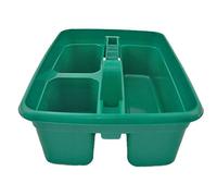 Caddy Tray - 12" x 15" 3 Compartment Polypropylene Carrying Container with Handle - Cleaning Tool Storage Caddy - Colour Coded - For Home Garden Equestrian Green Pack of 1
