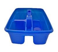 Caddy Tray - 12" x 15" 3 Compartment Polypropylene Carrying Container with Handle - Cleaning Tool Storage Caddy - Colour Coded - For Home Garden Equestrian Blue Pack of 1