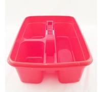 Caddy Tray - 12" x 15" 3 Compartment Polypropylene Carrying Container with Handle - Cleaning Tool Storage Caddy - Colour Coded - For Home Garden Equestrian Red Pack of 1