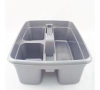 Caddy Tray - 12" x 15" 3 Compartment Polypropylene Carrying Container with Handle - Cleaning Tool Storage Caddy - Colour Coded - For Home Garden Equestrian Silver Pack of 1