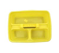 Caddy Tray - 12" x 15" 3 Compartment Polypropylene Carrying Container with Handle - Cleaning Tool Storage Caddy - Colour Coded - For Home Garden Equestrian Yellow Pack of 1