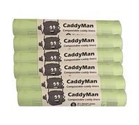 CaddyMan 5 Litre (5L) x 150 Bags (6 roll pack) - Compostable and Biodegradable Kitchen Food Waste Bio/Compost Caddy Bin Liners - Certified EN13432