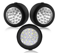 Cade 24 LED Round Magnetic Work Light Torch with Integral Hanging Hook and Magnet Set,Pack of 3(Black)