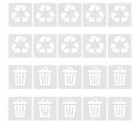 cadelon 20 Pack Transparent + White Recycling and General Waste Bin Stickers, 3×3 Inches PVC Vinyl Self Adhesive Waterproof Bin Labels for Wheelie Bins, Home Kitchen, Office, Indoor/Outdoor Use