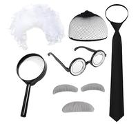 cadelon 6-Piece Crazy Scientist Costume Set, Albert Einstein Costume with Wig and Glasses - Complete Professor Costume for Adults - Ideal for Carnival, Theme Party & Cosplay