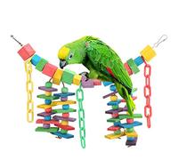 Cadena de plástico y madera de colores para masticar, columpio para loros, soporte para morder, accesorio de juego para periquitos, cacatúas, guacamayos