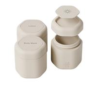 Cadence Travel Container - Personal Care Capsule Set - Magnetic Containers with Lids Travel Essentials for Women/Men - 3 Flex Media (37.4g) - Labels for Shower Gel, Lotion and Sun - Sand