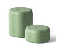 Cadence Travel Containers - 2pk (1 Small, 0.56oz + 1 Medium, 1.32oz), Eucalyptus - TSA Approved, Leak Proof, Magnetic Basic Body Care Capsules - Carry On Travel Essentials - Body Wash & Lotion Labels