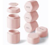 Cadence Travel Containers - 6 Piece Haircare Set - Magnetic Travel Capsules - 2 Small & 4 Medium Capsules - Shampoo, Conditioner, Leave-In Conditioner, Comb, Hair Serum, Hair Gel Labels - Petal