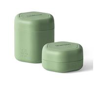Cadence Travel Containers Basic Skincare Set - Magnetic Containers with Lids,Carry On Travel Essentials For Women/Men - 3 Small Capsules (0.56oz) - Cleanser, Moisturizer & Sun-Icon Labels - Eucalyptus