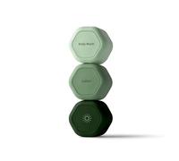 Cadence Travel Containers - Body Care Capsule Set - Magnetic Containers with Lids,Carry On Travel Essentials for Women/Men - 3 Flex Mediums (1.32oz) - Body Wash, Lotion & Sun Icon Labels - Evergreen