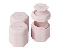 Cadence Travel Containers - Body Care Capsule Set - Magnetic Containers with Lids,Carry On Travel Essentials for Women/Men - 3 Flex Mediums (1.32oz) - Body Wash, Lotion & Sun Icon Labels - Petal