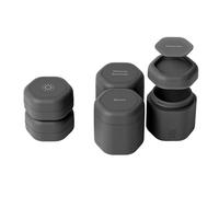 Cadence Travel Containers - Core Skincare Set - Magnetic Containers with Lids,2 Small (0.56oz) & 3 Medium (1.32oz) - Cleanser, Moisturizer, Serum, Makeup Remover & Sun Icon Labels - Charcoal