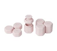 Cadence Travel Containers - Daily Routine Capsule Set - Magnetic Travel Capsules - For Shampoo, Conditioner, Body Wash, Pills, and More - 4 Flex Mediums (1.32oz) & 3 Flex Smalls (0.56oz) - Petal