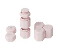Cadence Travel Containers - Full Skincare Set - Magnetic Containers with Lids,Carry On Travel Essentials For Women/Men - 2 Small (0.56oz), 4 Medium Capsules (1.32oz), & Extender (1.43oz) - Petal