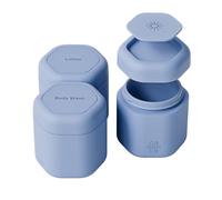 Cadence Travel Containers - Body Care Capsule Set - Magnetic Containers with Lids,Carry On Travel Essentials for Women/Men - 3 Flex Mediums (1.32oz) - Body Wash, Lotion & Sun Icon Labels - Pacific