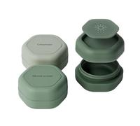 Cadence Travel Containers - Skincare Set - Magnetic Travel Capsules - For Facial Cleanser, Moisturizer, Sunscreen - 3 Small Capsules (0.56oz) with Cleanser, Moisturizer & Sun-Icon Labels - Evergreen