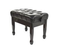 Cadenza Adjustable Height Real Leather Cushioned Deluxe Piano Stool - Polished Ebony