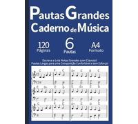 Caderno de Música com Pautas Grandes: Página Dupla Ampla para Leitura Fácil (A4): Para Iniciantes, Idosos e Baixa Visão. Pautas Contínuas em Página ... - Azul. (Clave & Pauta: Cadernos de Música)