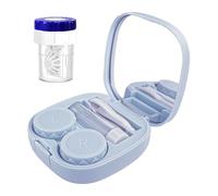 CADEVED Contact Lens Case Kit with Cleaner Washer, Contact Lenses Applicator Removal Tool Kit with Mirror Solution Bottle for Daily and Outdoor Use(Blue)