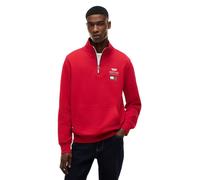 Tommy Hilfiger Unisex Sweatshirt with Zip TH X Cadillac F1 Logo Half Zip with Chest Pocket, Red (Red), M