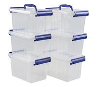 Cadineer 6-pack 3 L Small Plastic Storage Box with Lid, Clear Boxes Set