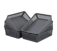 Cadineer 6-Pack Rectangular A4 Storage Baskets, Office Tray, Shallow Plastic Storage Basket