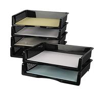 Cadineer 6 Packs A4 Desk Filing Trays Stackable, Black Document Letter Tray, Rectangular Desktop Basket