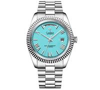 Cadisen Automatic Mechanical Watch Men Swimming 10Bar Waterproof Screw Crown 8285 Movement Stainless Steel Case Watches, Light Blue, Mechanical