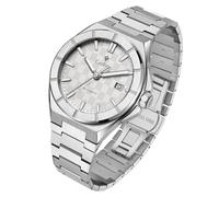 CADISEN Mechanical Automatic Watch Men's with Power Reserve Sapphire Glass Watches Men NH35 Leisure Waterproof, White, Bracelet