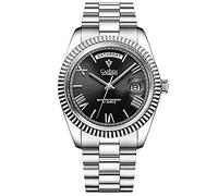 Cadisen Men's Automatic Watch with Power Reserve, Automatic Sapphire Glass, Waterproof Stainless Steel Strap, black, 40 mm