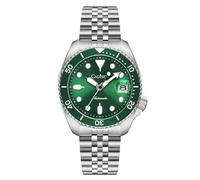 CADISEN Men's Automatic Watch with Power Reserve Mechanical Stainless Steel Sapphire Glass Homage Commercial Affairs, Green, Bracelet
