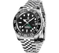 CADISEN Pagani Design 1662 GMT Men's Automatic Mechanical Watch Top Grade Stainless Steel Sapphire Glass Diver Sports Men's Watch 40mm Date 100M Waterproof reloj Hombre, Jubilee full black, Mechanical