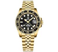 CADISEN Pagani Design 1662 GMT Men's Automatic Mechanical Watch Top Grade Stainless Steel Sapphire Glass Diver Sports Men's Watch 40mm Date 100M Waterproof reloj Hombre, Jubilee Full Gold, Diver