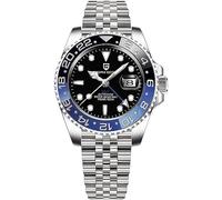 CADISEN Pagani Design Men's Automatic Mechanical Watch, GMT, Top Brand Stainless Steel Sapphire Glass, Diver's Watch Gold Blue Sports Men's Watch, Gift Reloj Hombre., Jubilee black blue, Mechanical