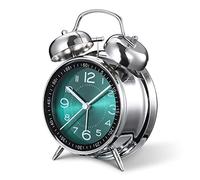 Cadmos Loud Alarm Clock for Heavy Sleepers Adults,Retro 4 Inch Silent Non-Ticking Quartz with Backlight,Twin Bell Analog Kids Alarm Clocks for Bedrooms Bedside (Green)