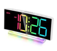 Cadmos Loud Alarm Clocks for Heavy Sleepers,Adults,Kids,Teens,Large Digital Display,7 Color Night Light,Adjustable Volume,Battery Backup,Small Bedside Clocks for Bedrooms (White+Dynamic)