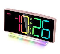 Cadmos Modern Curved Cute Digital Alarm Clock,Colorful Led Display,Adjustable Volume,Weekday/Weekend Mode,Simple Clock for Bedrooms Bedside,Ok to Wake Up for Girls,Kids,Teens (Pink+Dynamic)