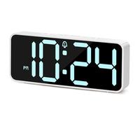 Cadmos Small Cordless Digital Alarm Clock Battery Operated - Extra Loud for Heavy Sleepers, LED Bedside Clock for Bedroom Kids & Seniors, Dual Alarms, 4 Volumes, 5-Level Dimmer, DST (Whtie+White)