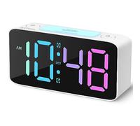 Cadmos Super Loud Alarm Clock for Heavy Sleepers Adults,Digital Clock with 7 Color NightLight,Adjustable Volume,USB Charger,Small Clocks for Bedrooms,Ok to Wake Up for Kids,Teens (White+RGB)