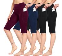 CADMUS 4 or 1 Pack Women's Bike Shorts Leggings Spandex Athletic Shorts, 4 Pieces: 51# Black, Black,red,navy Blue, XL