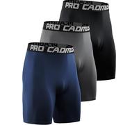 Cadmus Men Compression Gym Running Sports Underwear Base Layer Shorts Tights Gym Cycling,Black,Grey,Navy Blue,XL